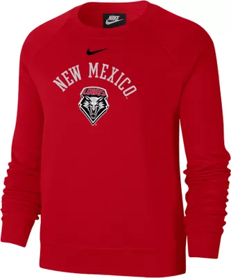Nike Women's New Mexico Lobos Cherry Varsity Arch Logo Crew Neck Sweatshirt