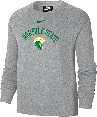Nike Women's Norfolk State Spartans Grey Varsity Arch Logo Crew Neck Sweatshirt