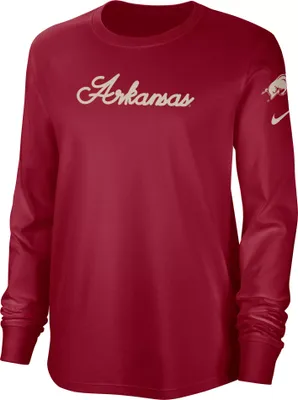 Nike Women's Arkansas Razorbacks Cardinal Cotton Letterman Long Sleeve T-Shirt