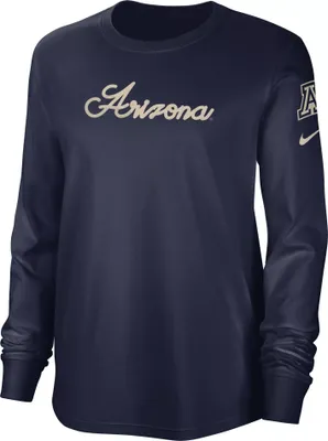 Nike Women's Arizona Wildcats Navy Cotton Letterman Long Sleeve T-Shirt