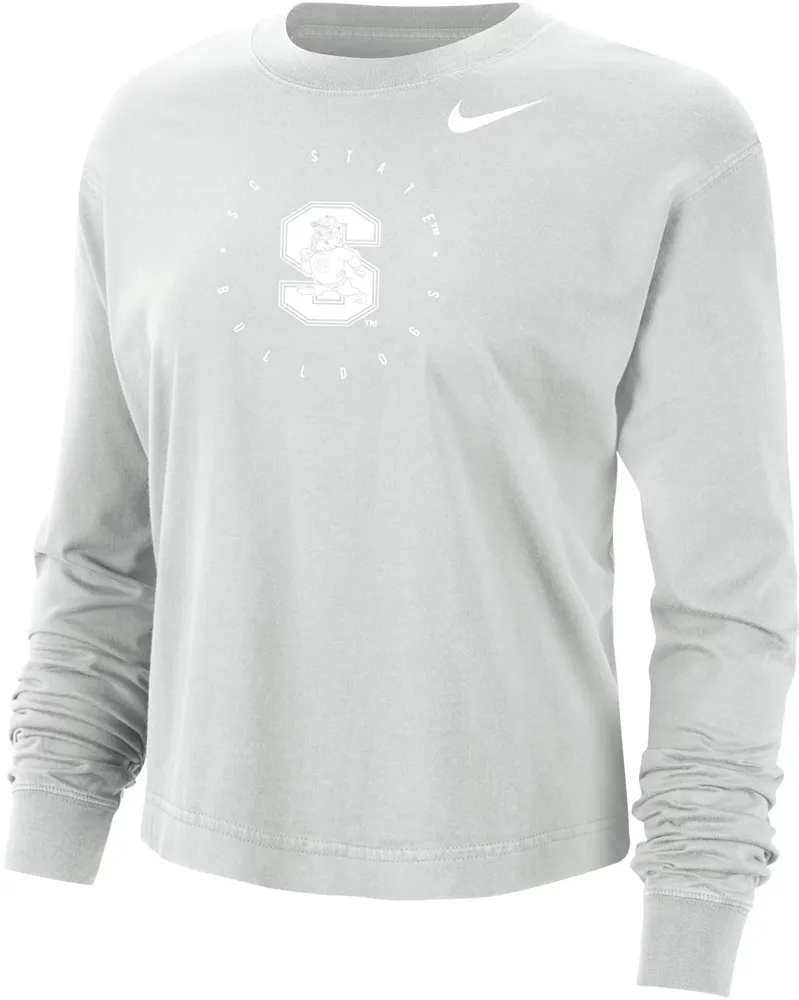 Nike Women's South Carolina State Bulldogs Grey Boxy Cropped Long Sleeve T-Shirt