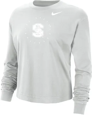 Nike Women's South Carolina State Bulldogs Grey Boxy Cropped Long Sleeve T-Shirt