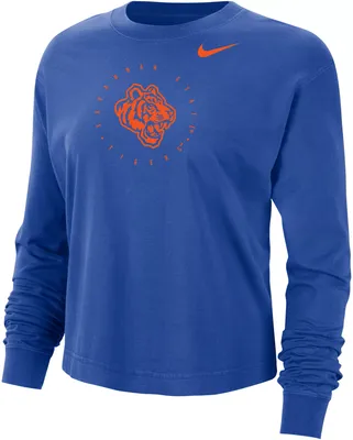 Nike Women's Savannah State Tigers Reflex Blue Boxy Cropped Long Sleeve T-Shirt