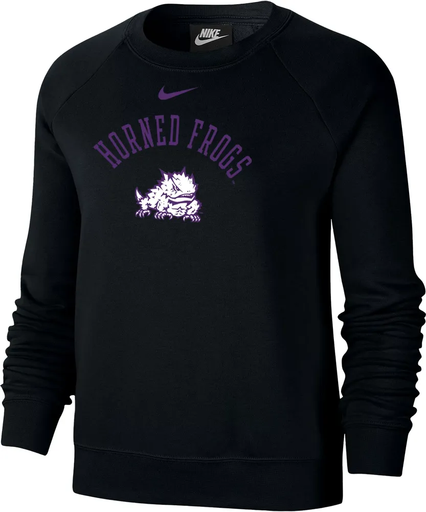 Nike Women's TCU Horned Frogs Black Varsity Arch Logo Crew Neck Sweatshirt