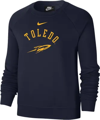 Nike Women's Toledo Rockets Midnight Blue Varsity Arch Logo Crew Neck Sweatshirt