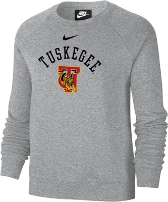 Nike Women's Tuskegee Golden Tigers Grey Varsity Arch Logo Crew Neck Sweatshirt