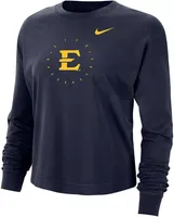 Nike Women's East Tennessee State Buccaneers Navy Boxy Cropped Long Sleeve T-Shirt