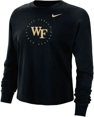 Nike Women's Wake Forest Demon Deacons Black Boxy Cropped Long Sleeve T-Shirt