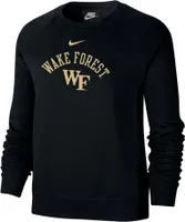 Nike Women's Wake Forest Demon Deacons Black Varsity Arch Logo Crew Neck Sweatshirt