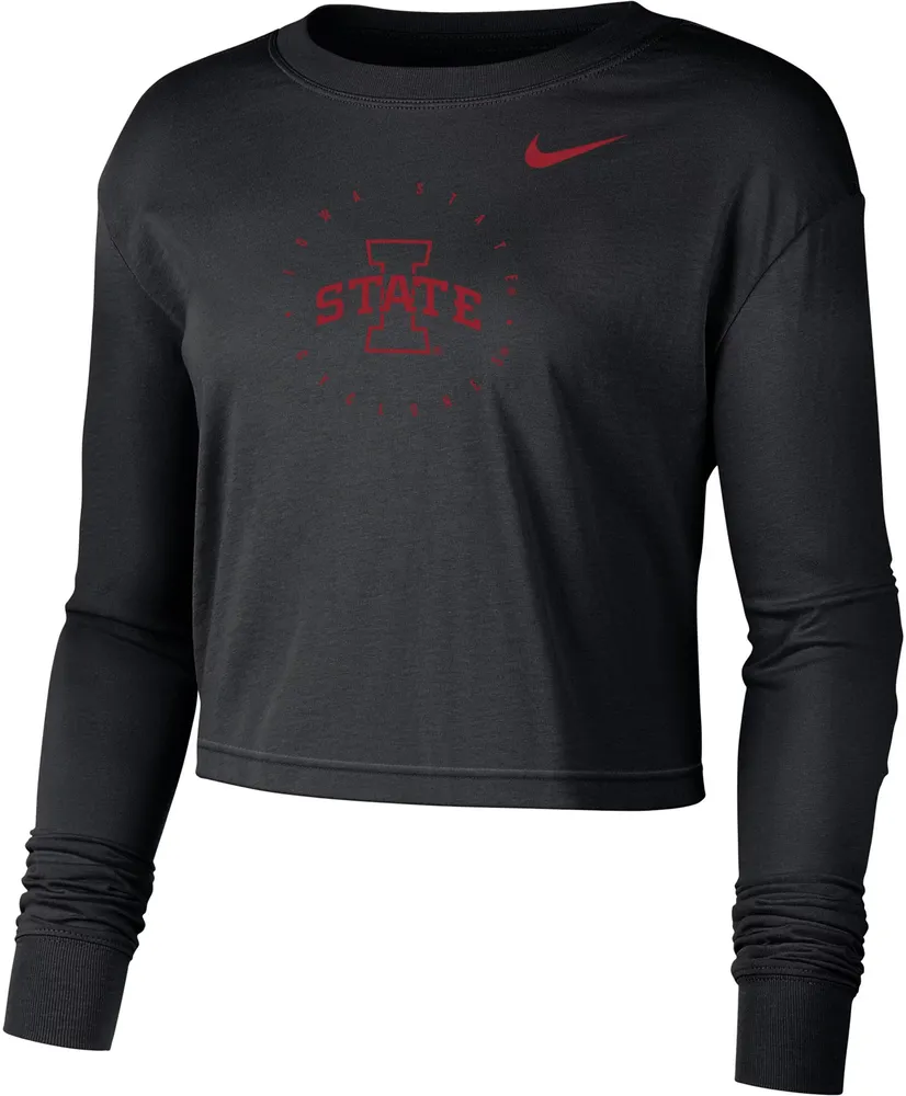 Nike Women's Iowa State Cyclones Black Boxy Cropped Long Sleeve T-Shirt