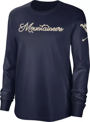 Nike Women's West Virginia Mountaineers Blue Cotton Letterman Long Sleeve T-Shirt