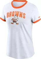 Nike Women's Cleveland Browns Rewind Team Stacked White T-Shirt