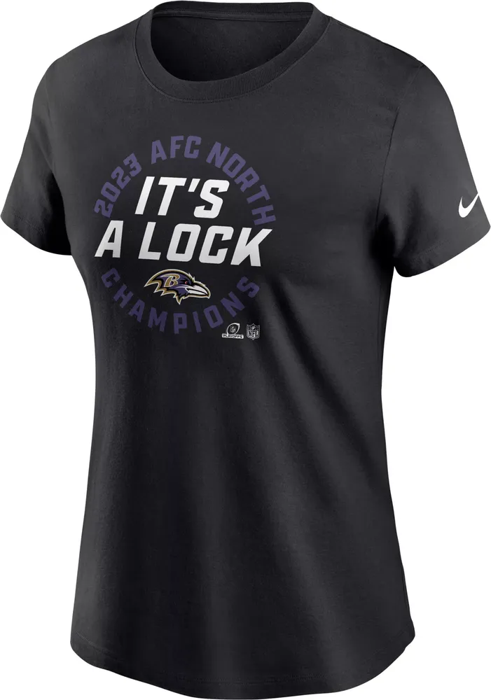 Nike Women's Baltimore Ravens 2023 AFC North Division Champions Locker Room T-Shirt