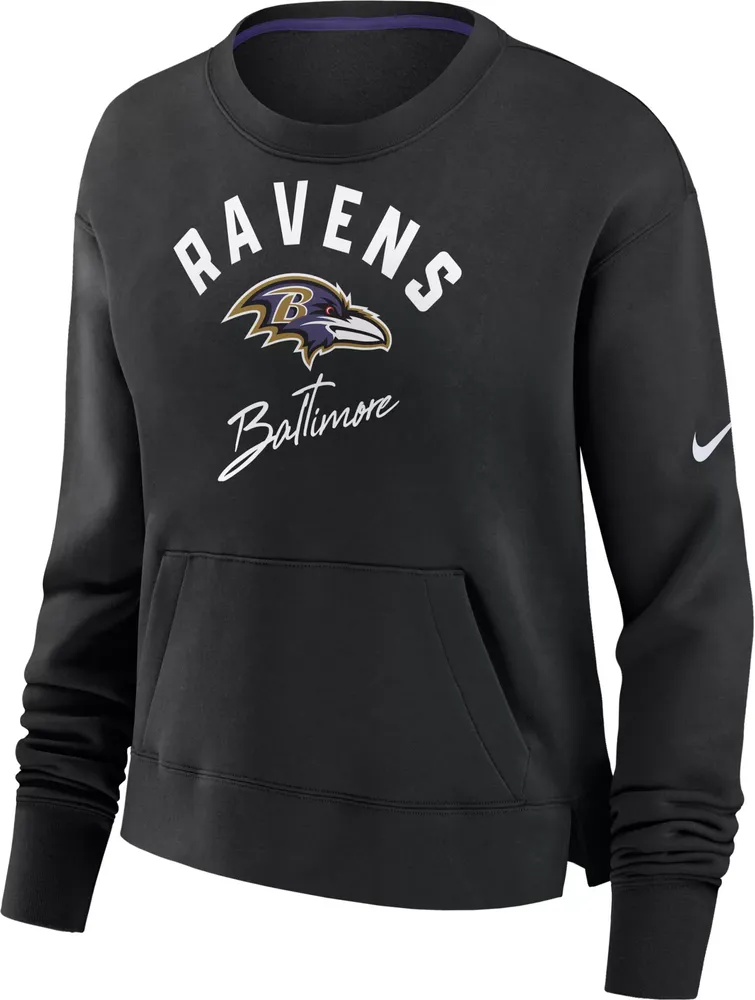 Nike Women's Baltimore Ravens Arch Team High Hip Black Cropped Crew