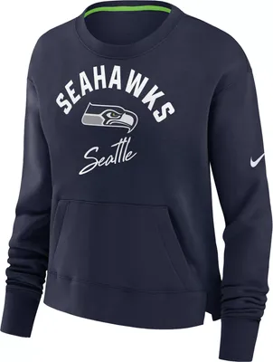 Nike Women's Seattle Seahawks Arch Team High Hip Navy Cropped Crew