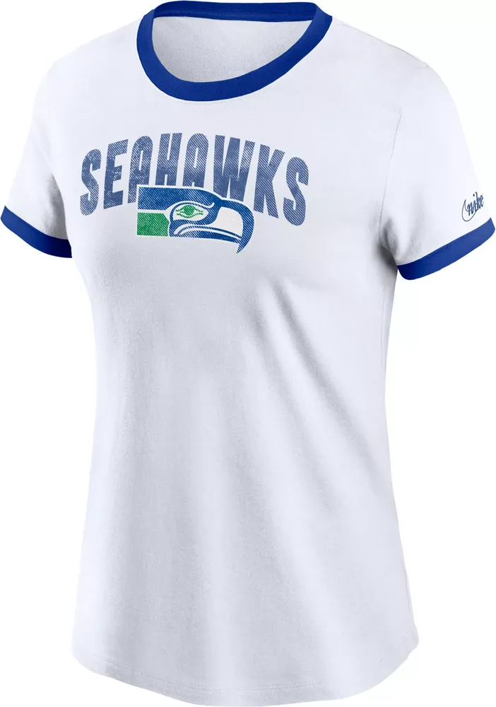 Nike Women's Seattle Seahawks Rewind Team Stacked White T-Shirt