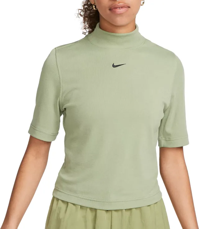 Nike Women's Sportswear Essentials Ribbed Mock-Neck Short-Sleeve Shirt