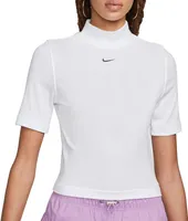 Nike Women's Sportswear Essentials Ribbed Mock-Neck Short-Sleeve Shirt