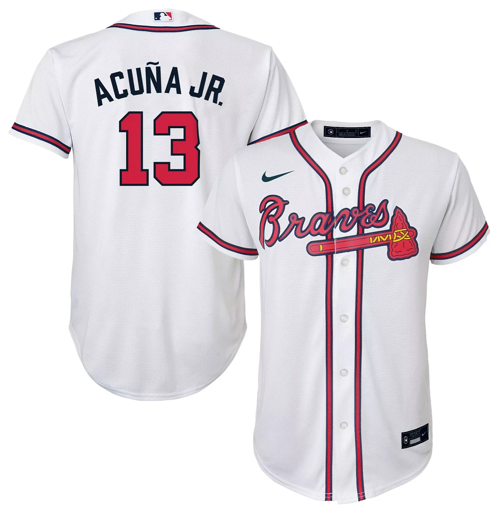 Nike Youth Atlanta Braves Ronald Acuña Jr. #13 White Home Cool Base Jersey