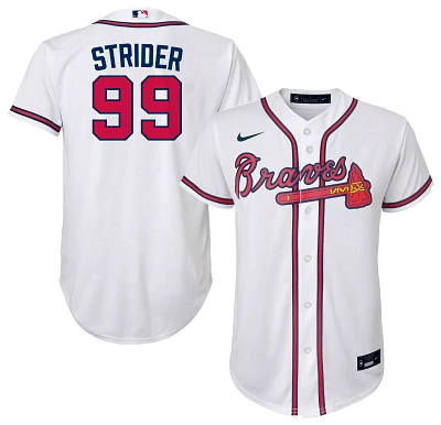 Nike Youth Atlanta Braves Spencer Strider #99 White Home Cool Base Jersey