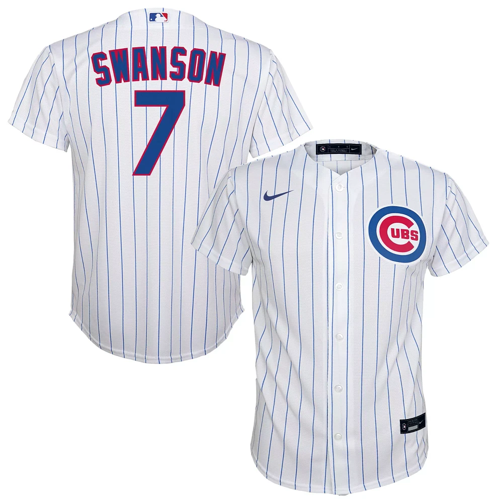 Nike Youth Chicago Cubs Dansby Swanson #7 White Home Cool Base Jersey