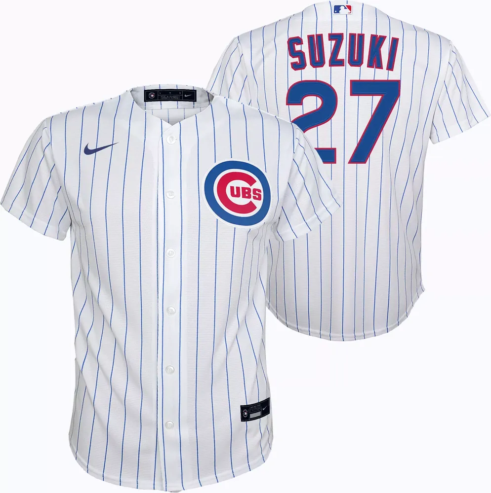 Nike Youth Chicago Cubs Seiya Suzuki #27 White Cool Base Home Jersey