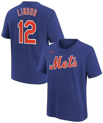 Nike Youth New York Mets Francisco Lindor #12 Blue Home T-Shirt