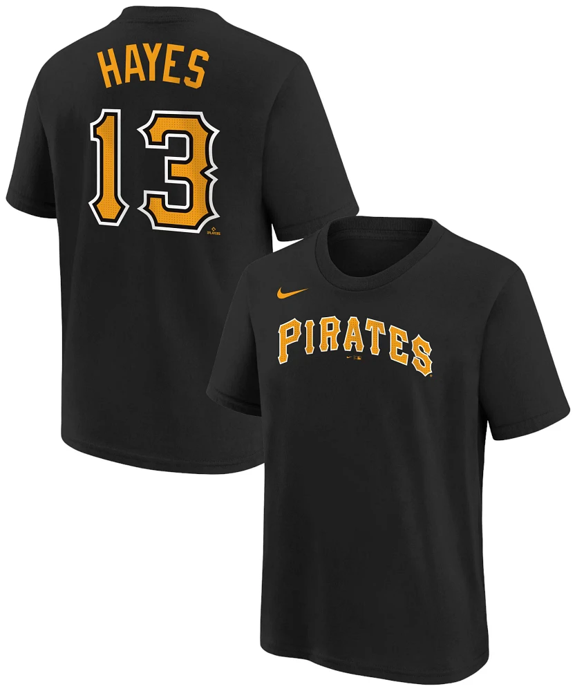 Nike Youth Pittsburgh Pirates Ke'Bryan Hayes #13 Black Home T-Shirt