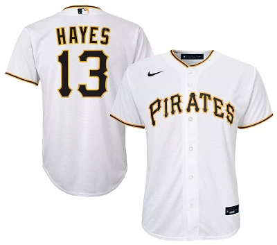 Nike Youth Pittsburgh Pirates Ke'Bryan Hayes #13 White Home Cool Base Jersey T-Shirt