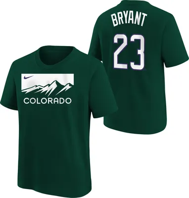 Nike Youth Colorado Rockies Kris Bryant #23 Green OTC T-Shirt