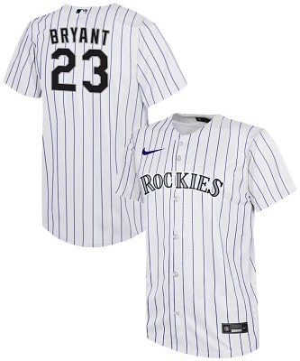 Nike Youth Colorado Rockies Kris Bryant #23 White Home Cool Base Jersey