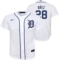 Nike Youth Detroit Tigers Javier Báez #28 White Cool Base Home Jersey