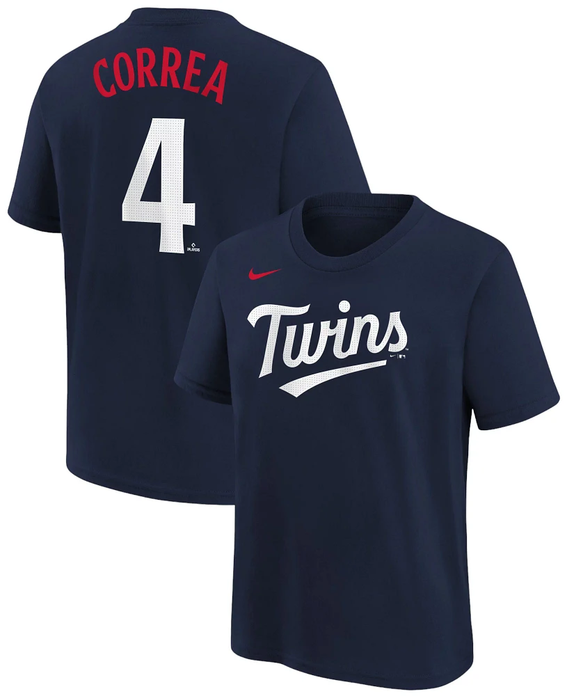 Nike Youth Minnesota Twins Carlos Correa #4 Navy Home T-Shirt