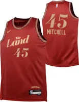 Nike Youth 2023-24 City Edition Cleveland Cavaliers Donovan Mitchell #45 Red Swingman Jersey