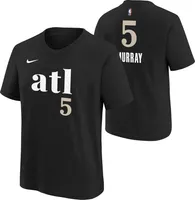 Nike Youth 2023-24 City Edition Atlanta Hawks Dejounte Murray #5 Black T-Shirt