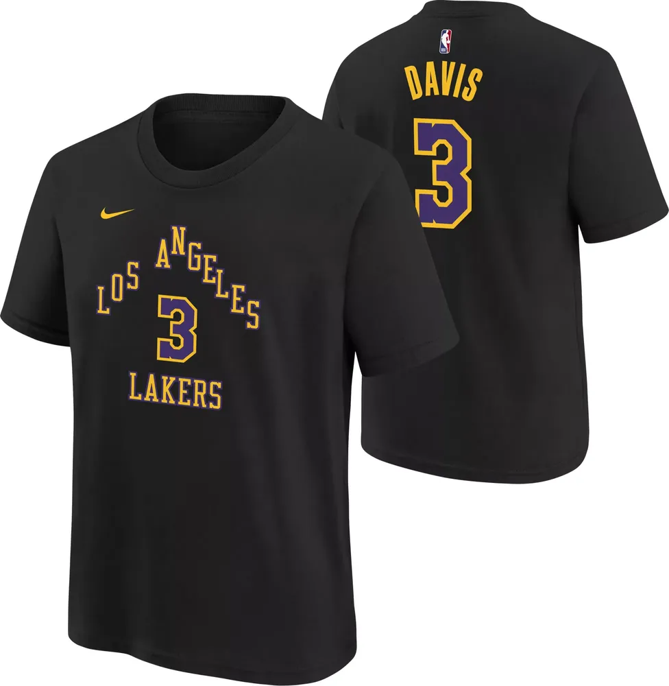 Nike Youth 2023-24 City Edition Los Angeles Lakers Anthony Davis #3 Black T-Shirt