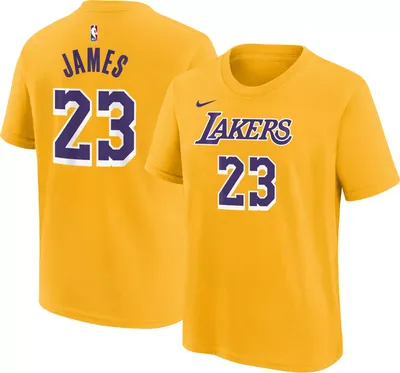 Nike Youth Los Angeles Lakers LeBron James #23 Yellow T-Shirt