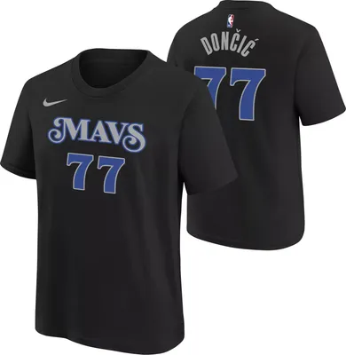 Nike Youth 2023-24 City Edition Dallas Mavericks Luka Doncic #77 Black T-Shirt