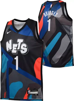 Nike Youth 2023-24 City Edition Brooklyn Nets Mikal Bridges #1 Black Swingman Jersey