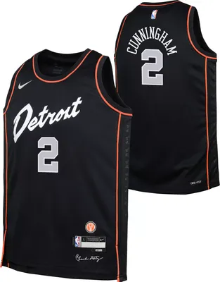 Nike Youth 2023-24 City Edition Detroit Pistons Cade Cunningham #2 Black Swingman Jersey