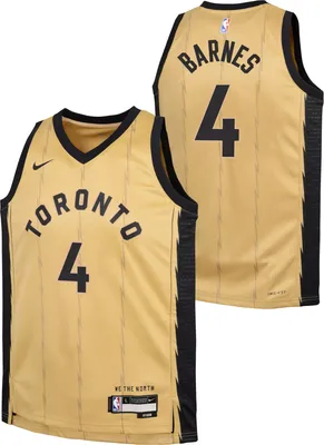 Nike Youth 2023-24 City Edition Toronto Raptors Scottie Barnes #4 Gold Swingman Jersey