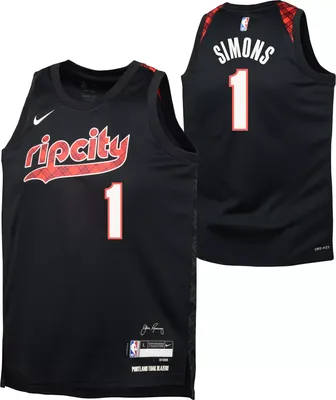 Nike Youth 2023-24 City Edition Portland Trail Blazers Anfernee Simons #1 Black Swingman Jersey