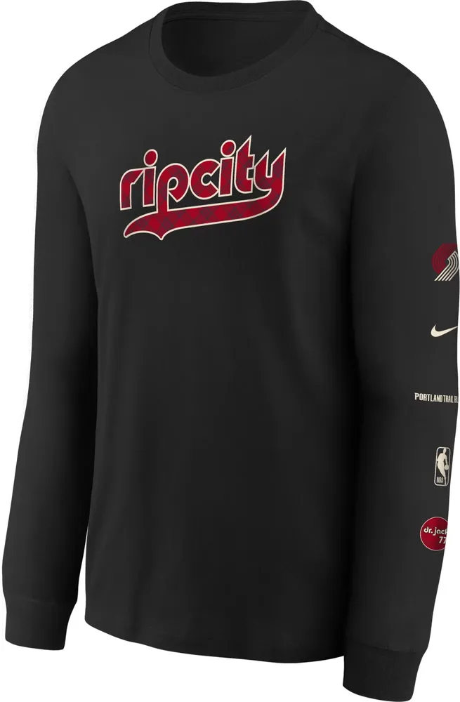 Nike Youth 2023-24 City Edition Portland Trail Blazers Max90 Long Sleeve T-Shirt