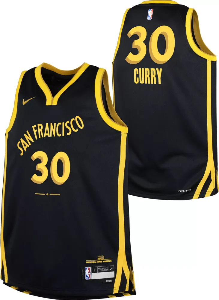 Nike Youth 2023-24 City Edition Golden State Warriors Steph Curry #30 Black Swingman Jersey