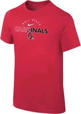 Nike Youth Ball State Cardinals Cardinal Core Cotton Logo T-Shirt