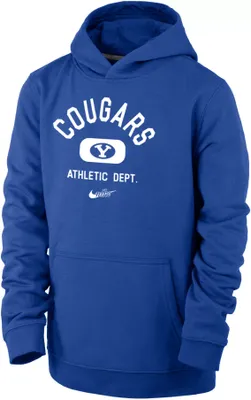 Nike Youth BYU Cougars Blue Club Fleece Mascot Name Pullover Hoodie