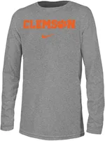 Nike Youth Clemson Tigers Grey Dri-FIT Legend Football Team Issue Long Sleeve T-Shirt