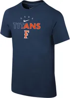 Nike Youth Cal State Fullerton Titans Navy Blue Core Cotton Logo T-Shirt