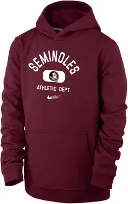 Nike Youth Florida State Seminoles Garnet Club Fleece Mascot Name Pullover Hoodie