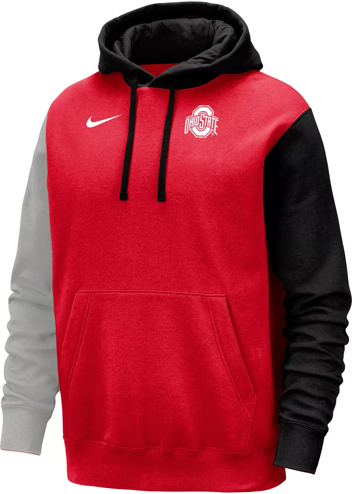 Nike Youth Ohio State Buckeyes Colorblock Scarlet Club Fleece College Pullover Hoodie